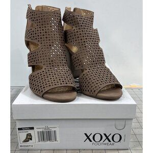 XOXO Women's Casual Boots Sand - Sand Perforated Peep-Toe Beamer Ankle Boot - Wo